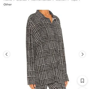 Norma Kamali Monochrome Houndstooth Top